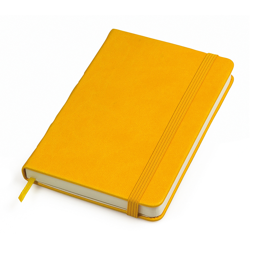 Бизнес-блокнот "Casual", 115 × 160 мм,  желтый, твердая обложка, резинка 7 мм, блок-клетка