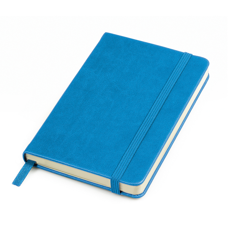 Бизнес-блокнот "Casual", 115 × 160 мм,  голубой, твердая обложка, резинка 7 мм, блок-клетка